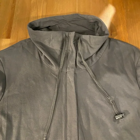 Eileen fisher women sustainable organic cotton funnel neck jacket sz L gray - Picture 7 of 9